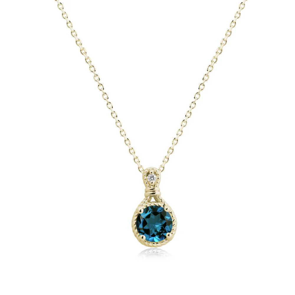 Twisted Rope Halo London Blue Topaz Pendant - Image 4