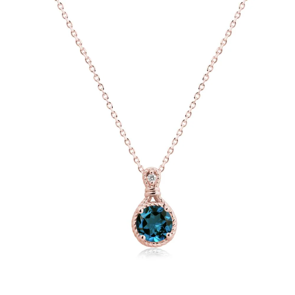 Twisted Rope Halo London Blue Topaz Pendant - Image 5