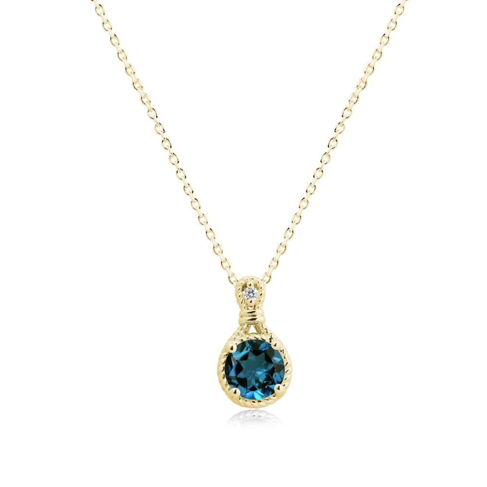 Twisted Rope Halo London Blue Topaz Pendant - Image 7