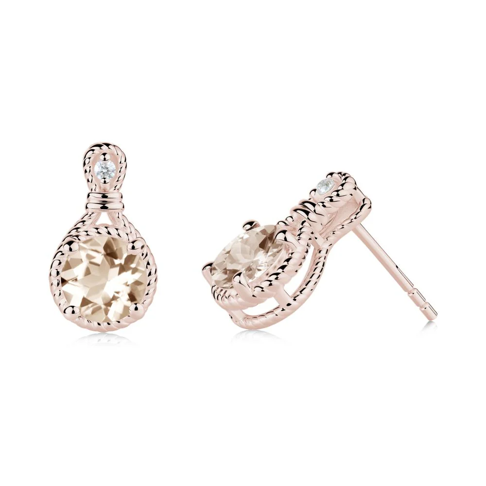Twisted Rope Halo Morganite Stud Earrings - Image 2