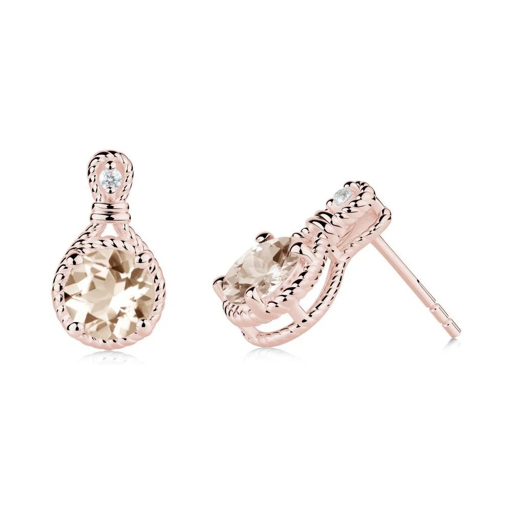 Twisted Rope Halo Morganite Stud Earrings - Image 9