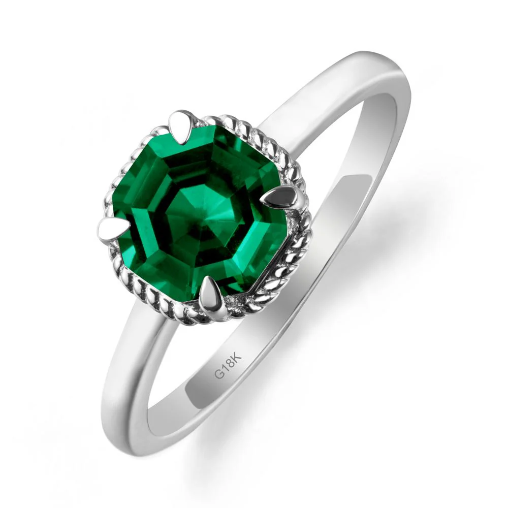 Twisted Rope Halo Octagon Emerald Ring - Image 6