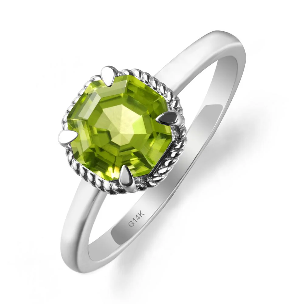 Twisted Rope Halo Octagon Peridot Ring - Image 3