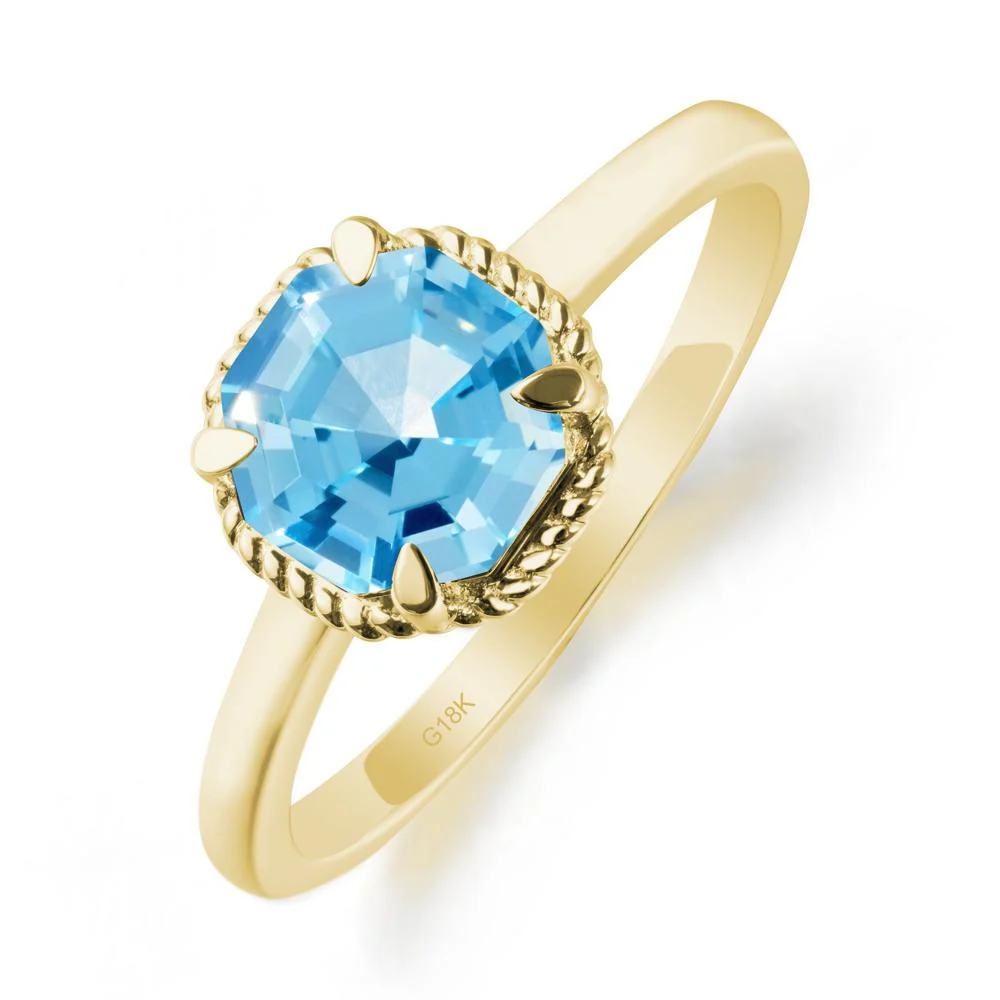 Twisted Rope Halo Octagon Swiss Blue Topaz Ring - Image 6