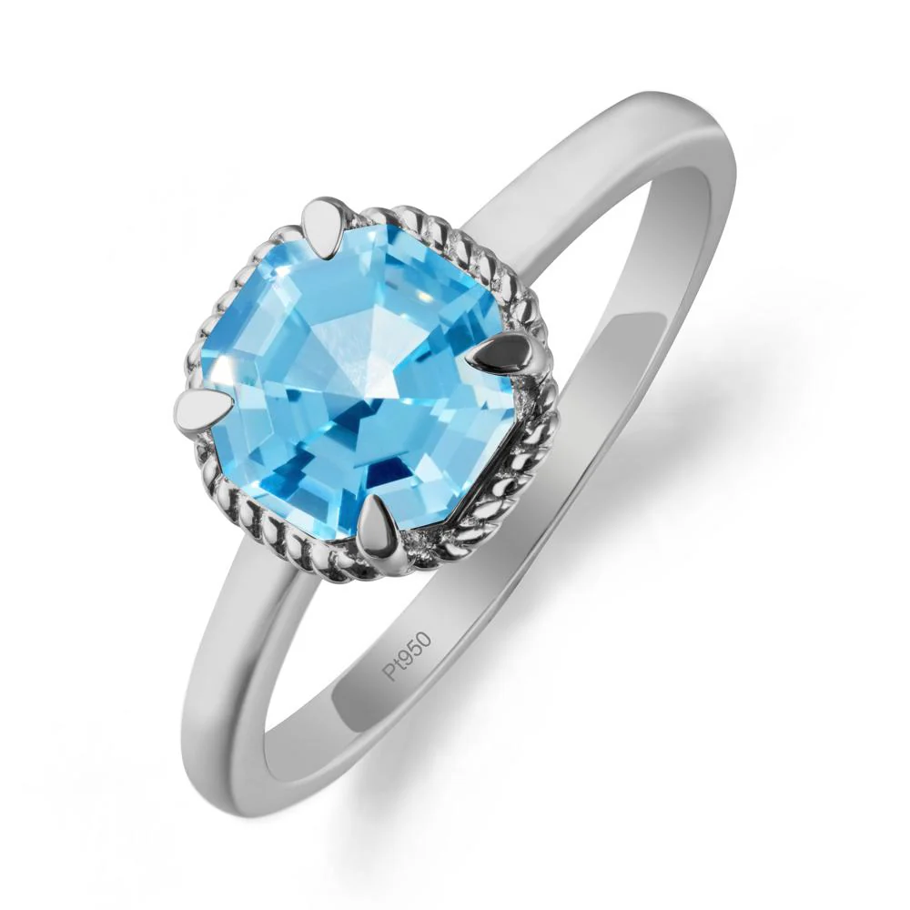 Twisted Rope Halo Octagon Swiss Blue Topaz Ring - Image 8