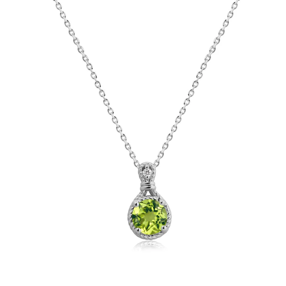 Twisted Rope Halo Peridot Pendant