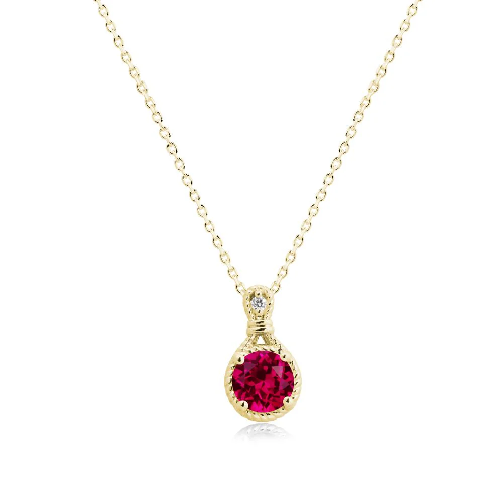 Twisted Rope Halo Ruby Pendant - Image 7