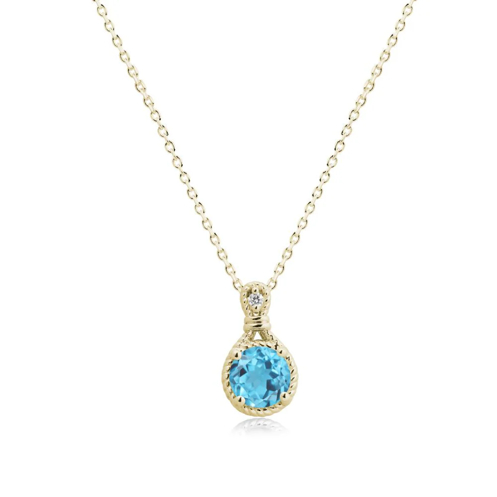 Twisted Rope Halo Swiss Blue Topaz Pendant - Image 3