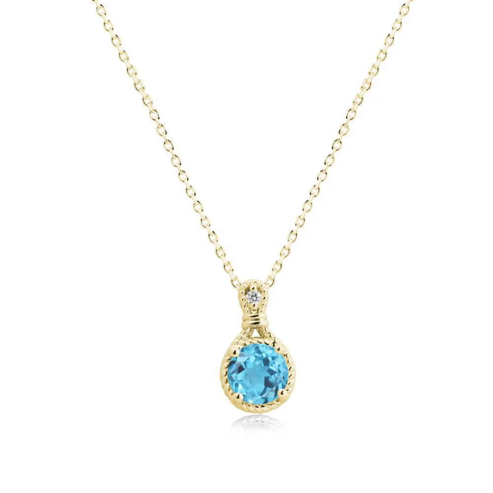 Twisted Rope Halo Swiss Blue Topaz Pendant - Image 6