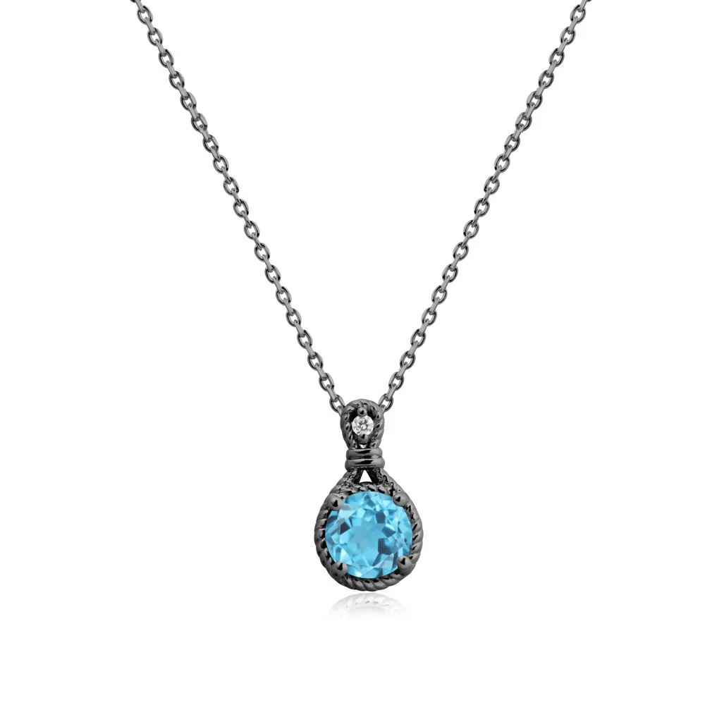 Twisted Rope Halo Swiss Blue Topaz Pendant - Image 7