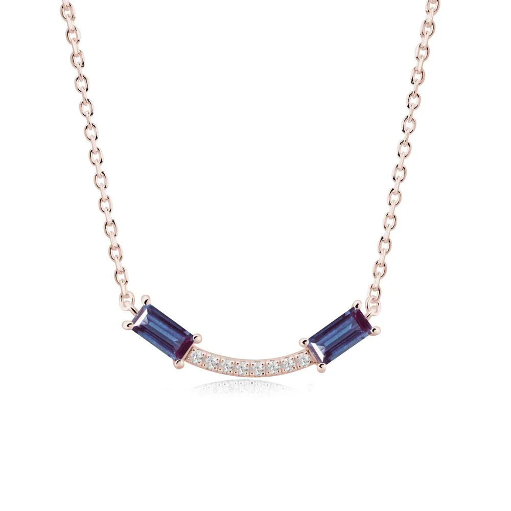 Two Baguette Alexandrite Necklace - Image 3
