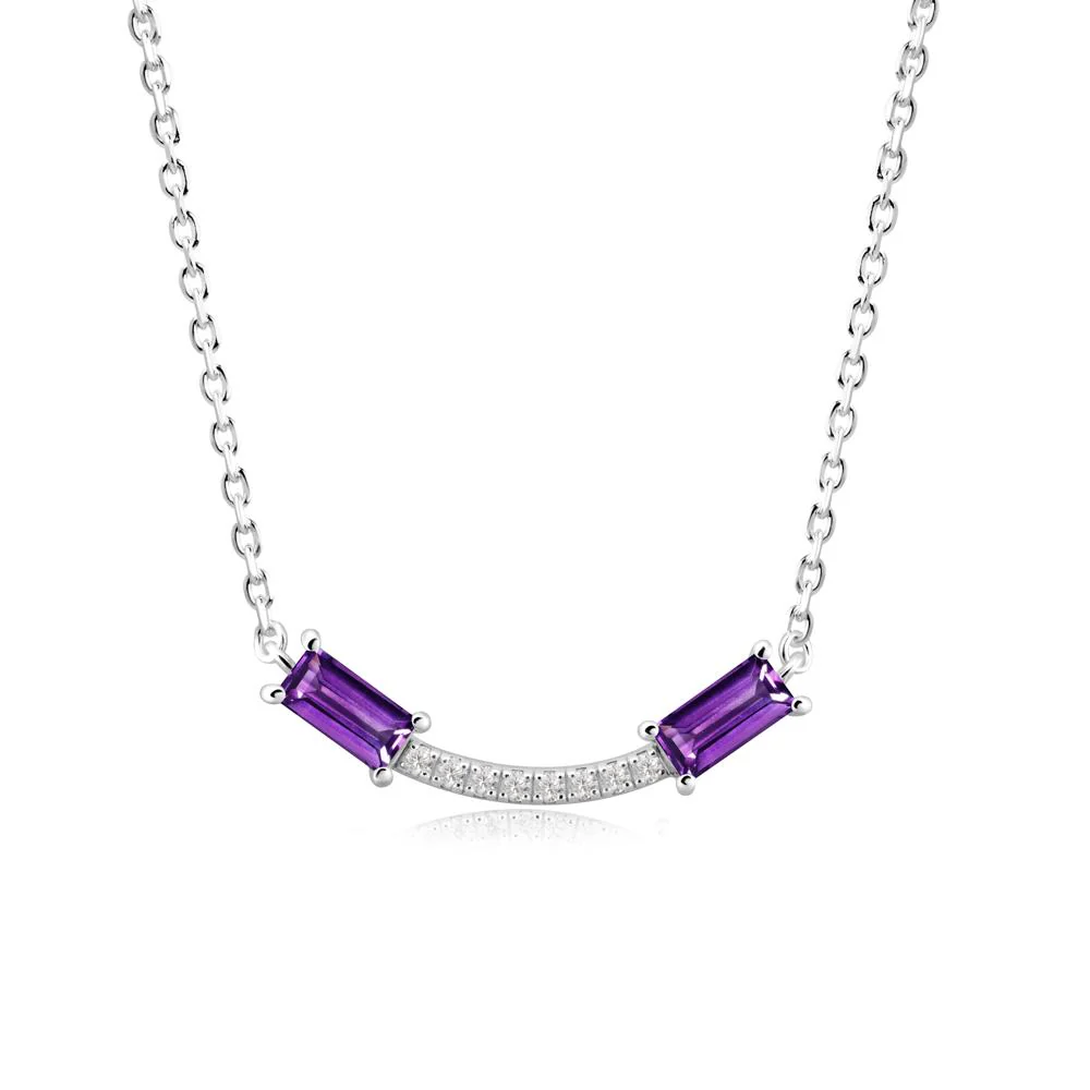 Two Baguette Amethyst Smile Necklace - Image 2