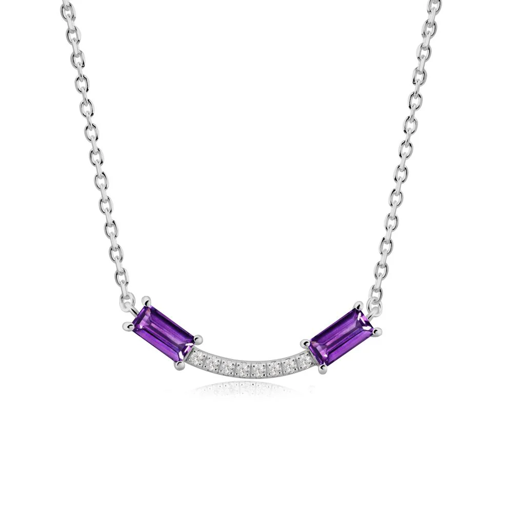 Two Baguette Amethyst Smile Necklace - Image 3