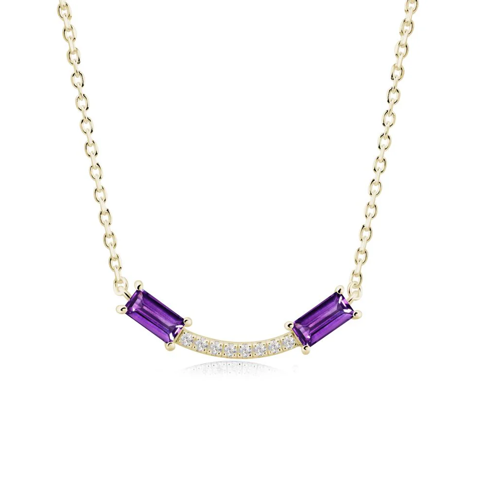 Two Baguette Amethyst Smile Necklace - Image 7