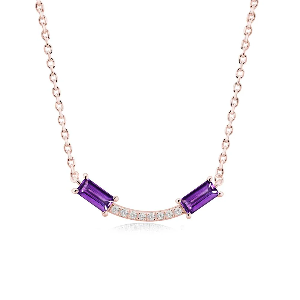 Two Baguette Amethyst Smile Necklace - Image 9