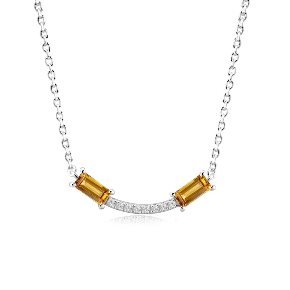 Two Baguette Citrine Smile Necklace - Image 4