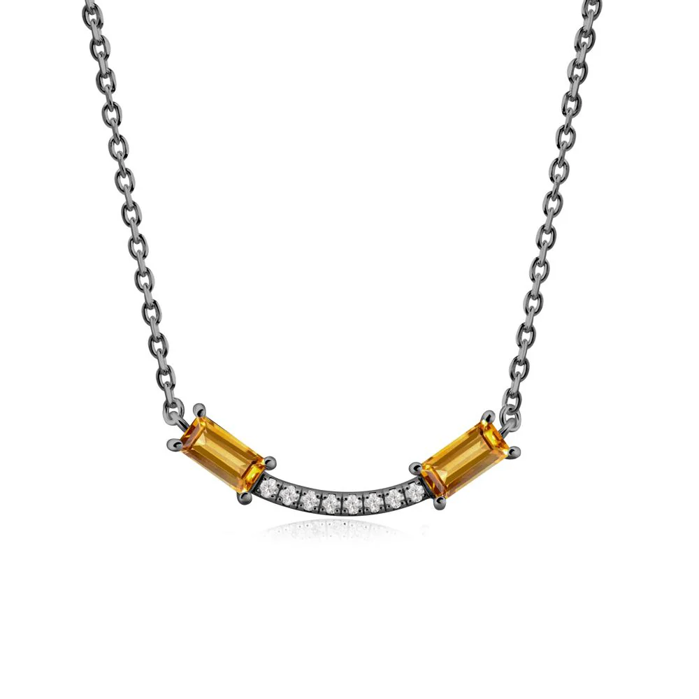 Two Baguette Citrine Smile Necklace - Image 6