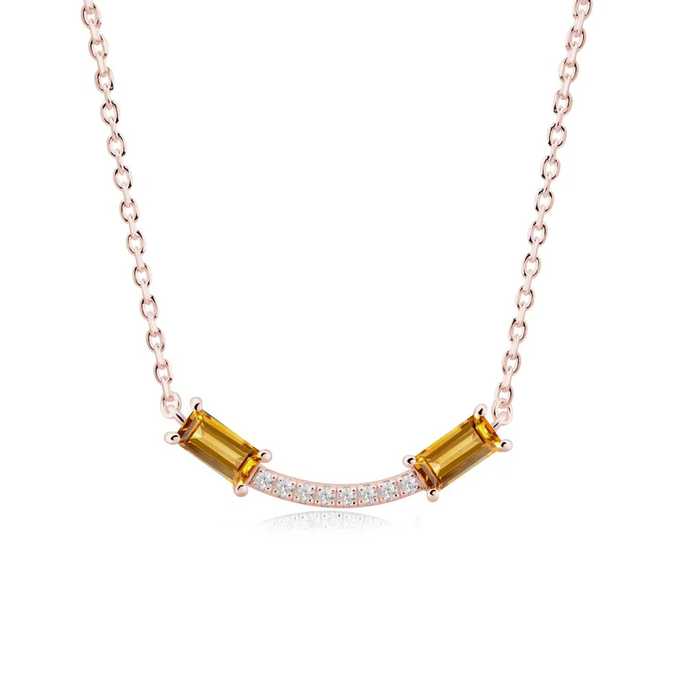 Two Baguette Citrine Smile Necklace - Image 9
