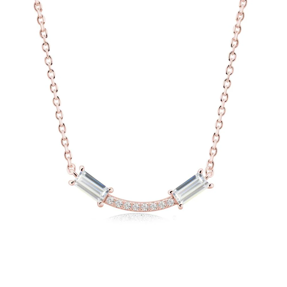 Two Baguette Cubic Zirconia Necklace - Image 4