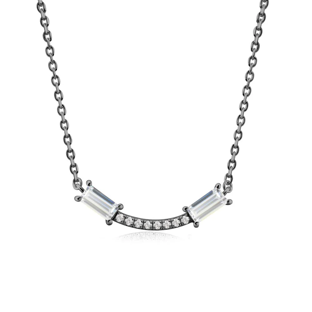 Two Baguette Cubic Zirconia Necklace - Image 6