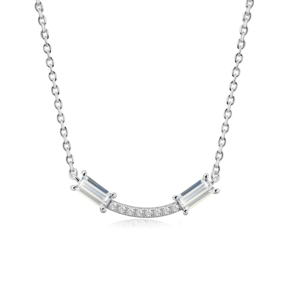 Two Baguette Cubic Zirconia Necklace - Image 7