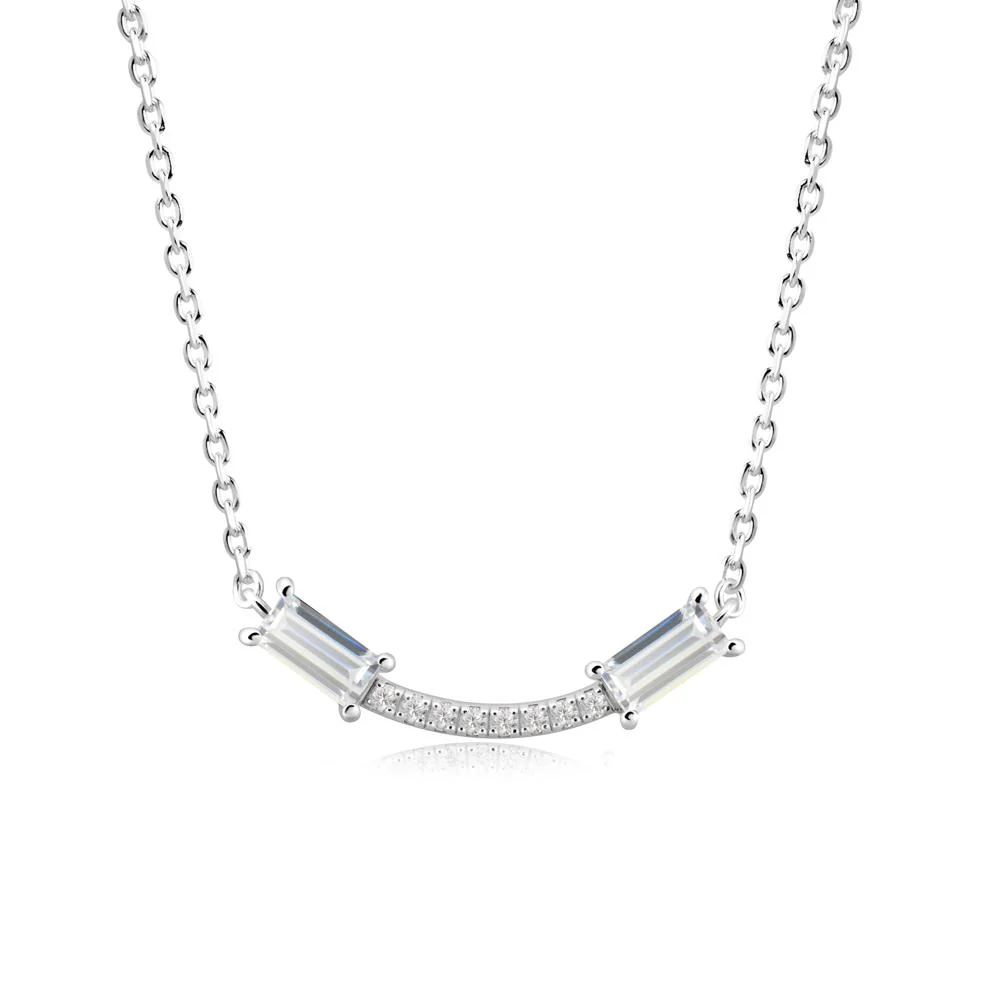 Two Baguette Cubic Zirconia Necklace - Image 9