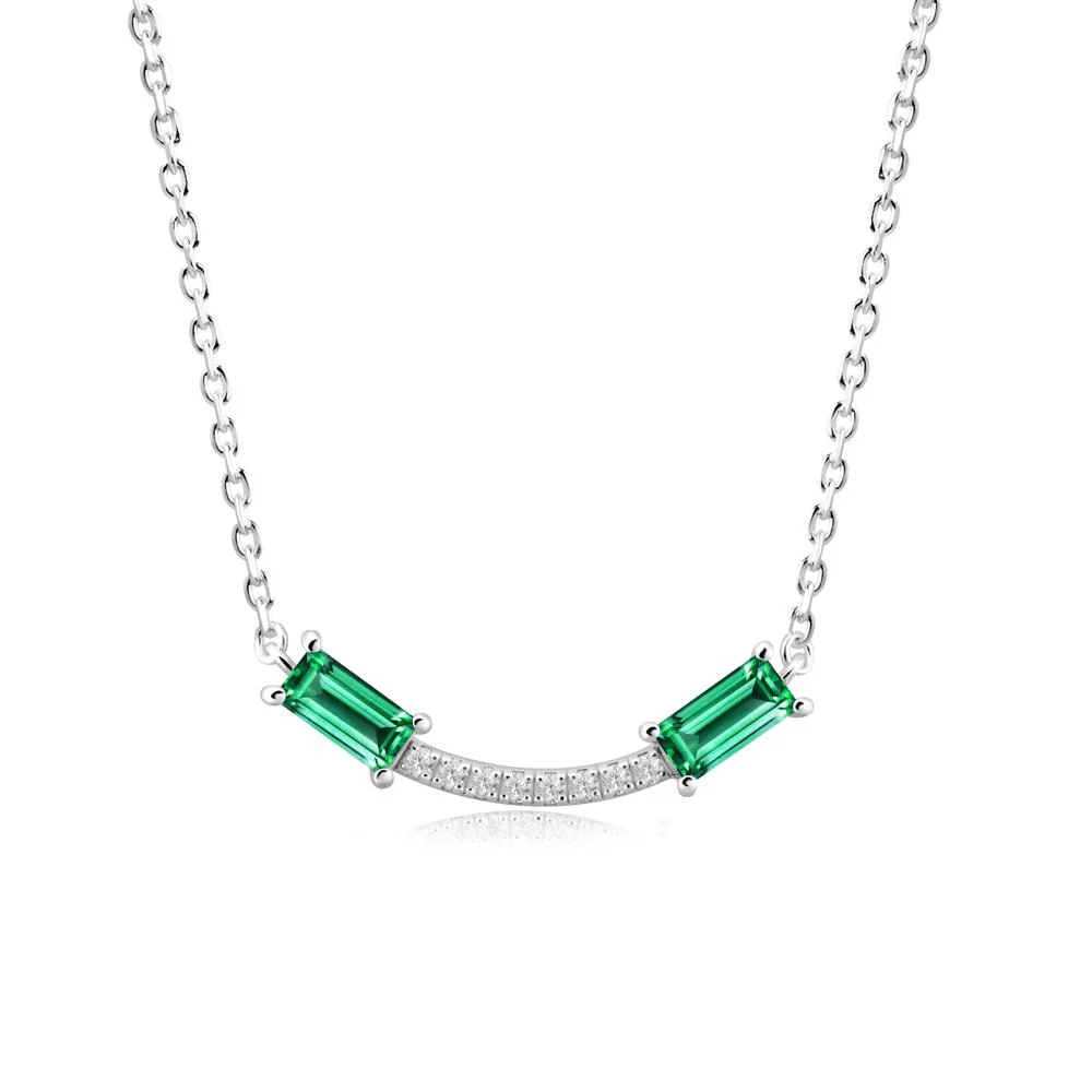 Two Baguette Emerald Necklace - Image 3