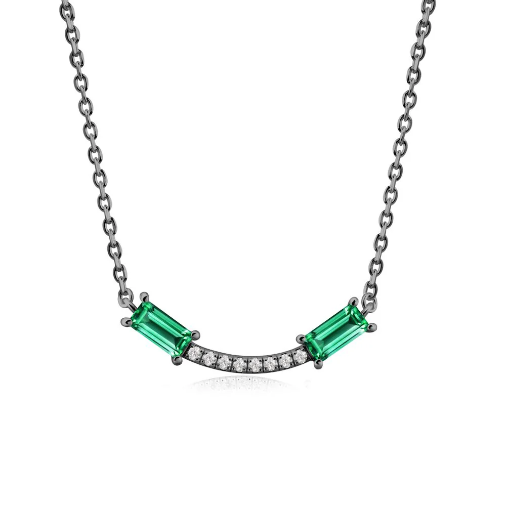 Two Baguette Emerald Necklace - Image 4