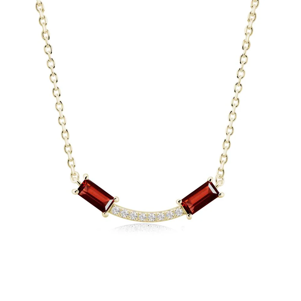 Two Baguette Garnet Necklace
