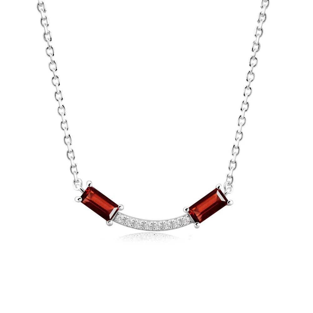 Two Baguette Garnet Necklace - Image 2
