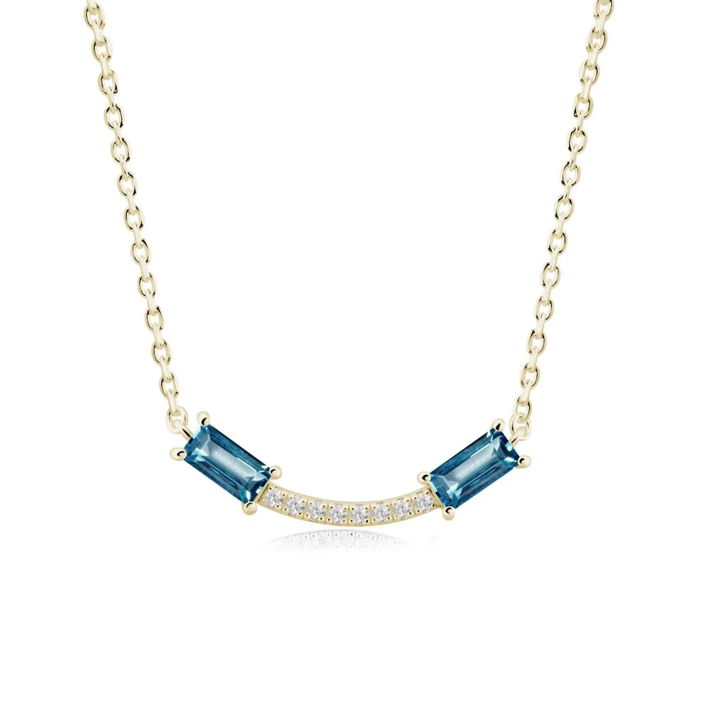 Two Baguette London Blue Topaz Smile Necklace