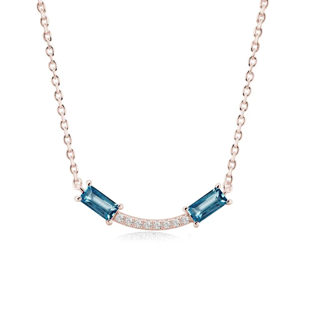 Two Baguette London Blue Topaz Smile Necklace - Image 2