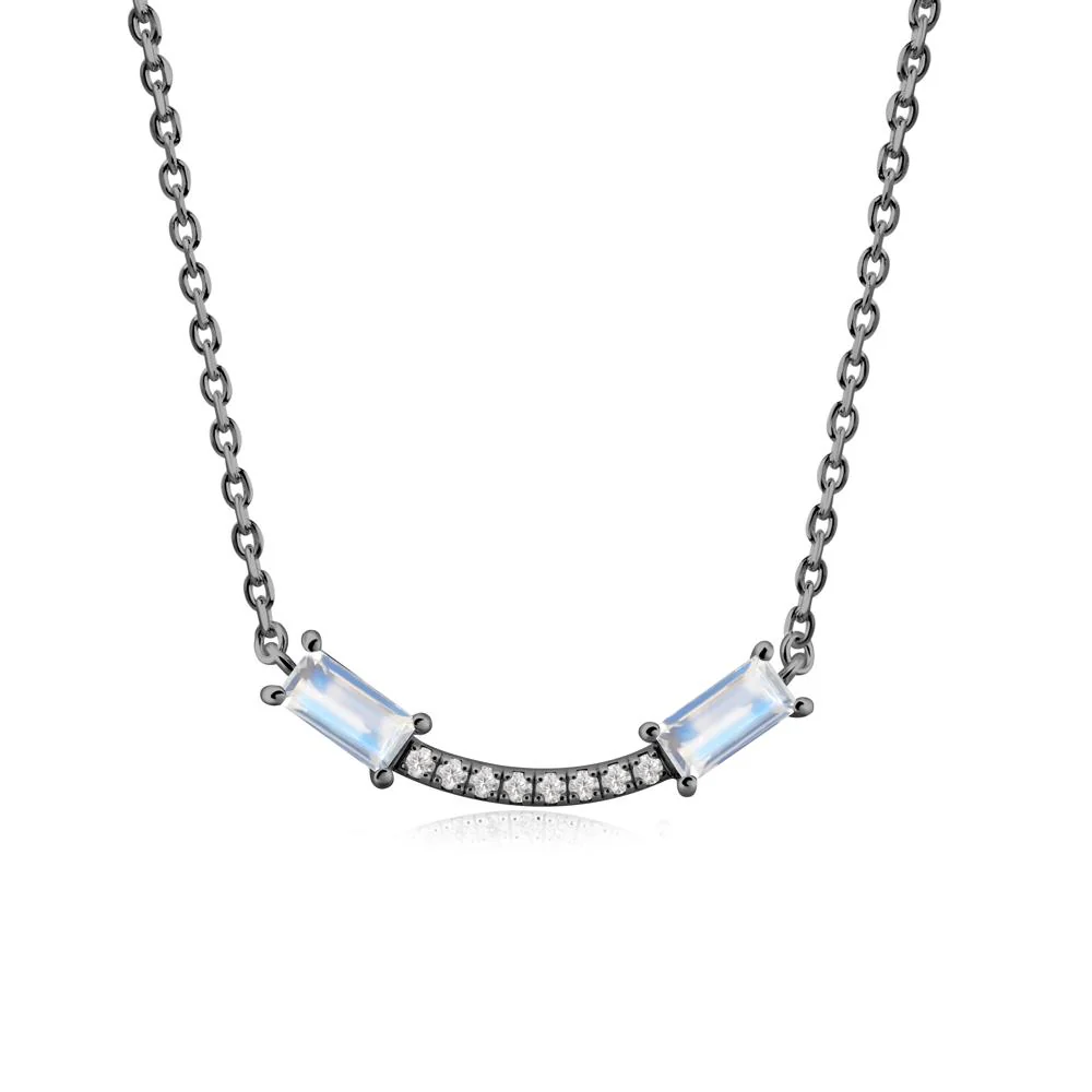 Two Baguette Moonstone Necklace - Image 3