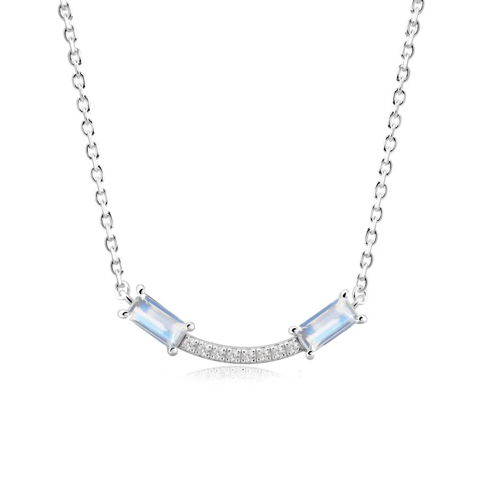 Two Baguette Moonstone Necklace - Image 5