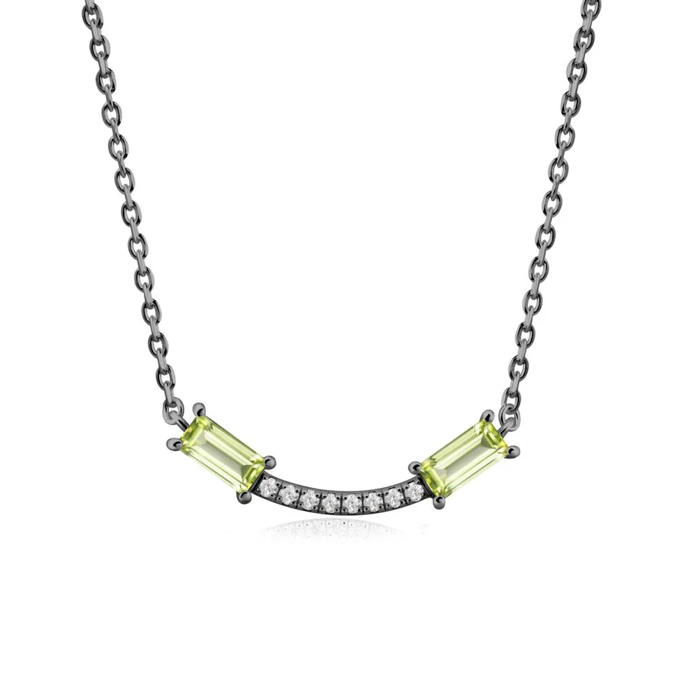 Two Baguette Peridot Smile Necklace