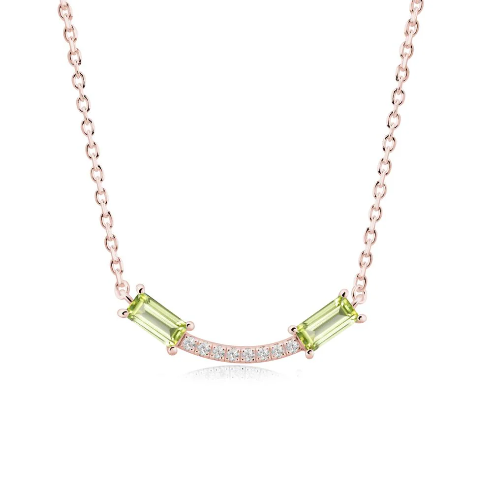 Two Baguette Peridot Smile Necklace - Image 2