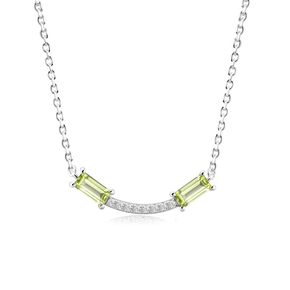 Two Baguette Peridot Smile Necklace - Image 8