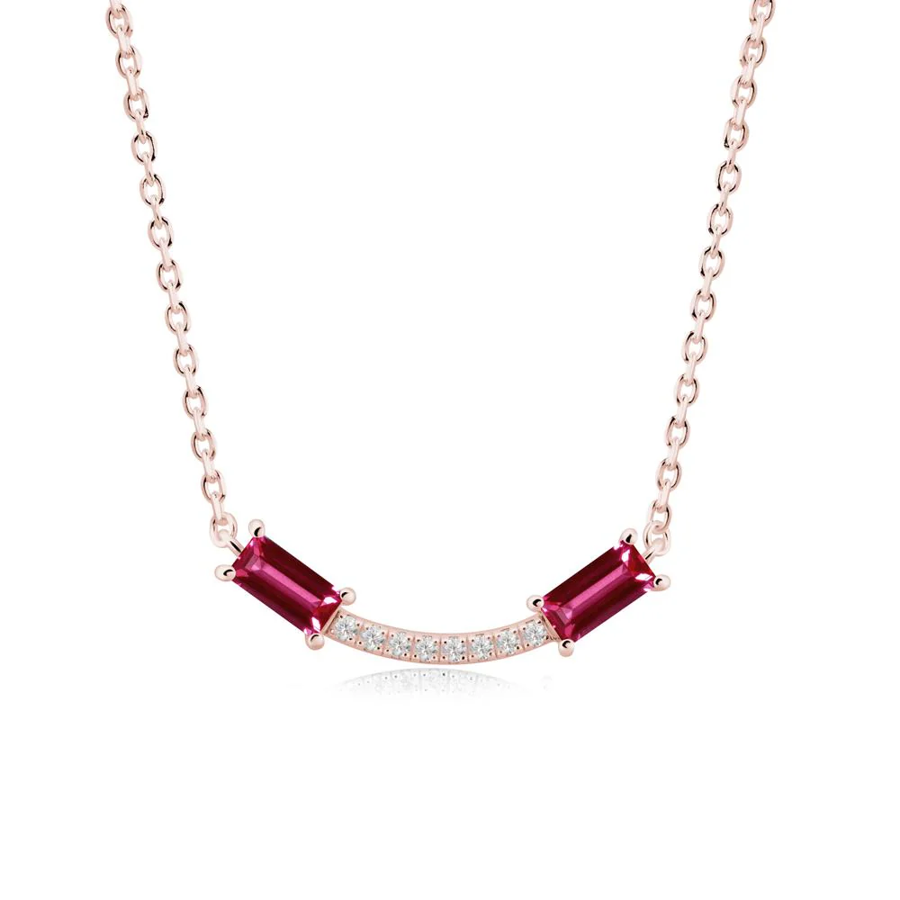 Two Baguette Ruby Smile Necklace - Image 5