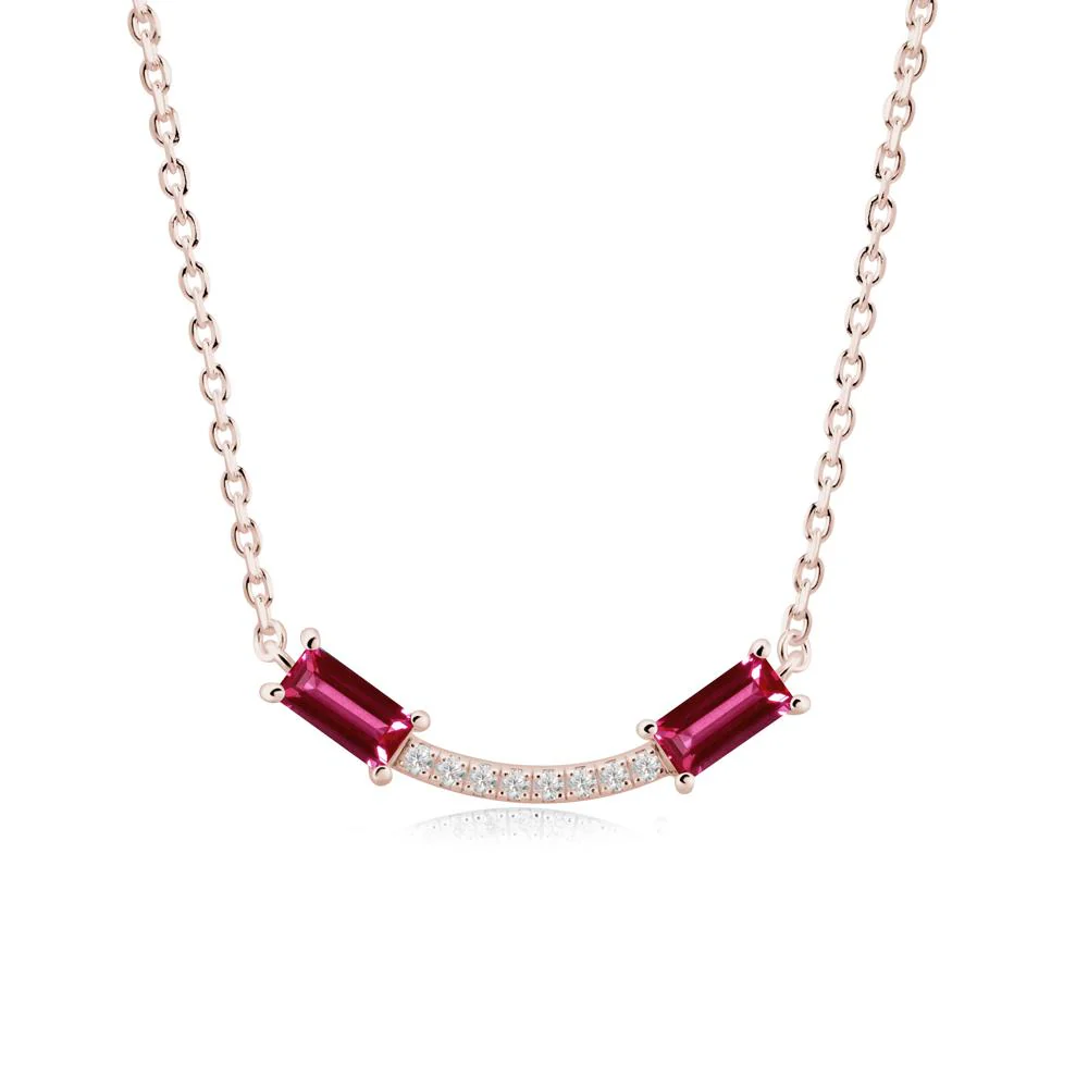 Two Baguette Ruby Smile Necklace - Image 6