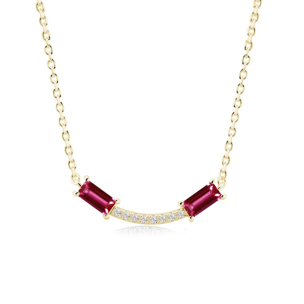Two Baguette Ruby Smile Necklace - Image 8