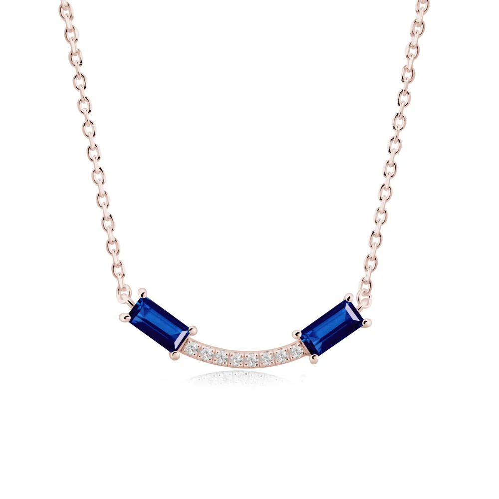 Two Baguette Sapphire Smile Necklace - Image 7