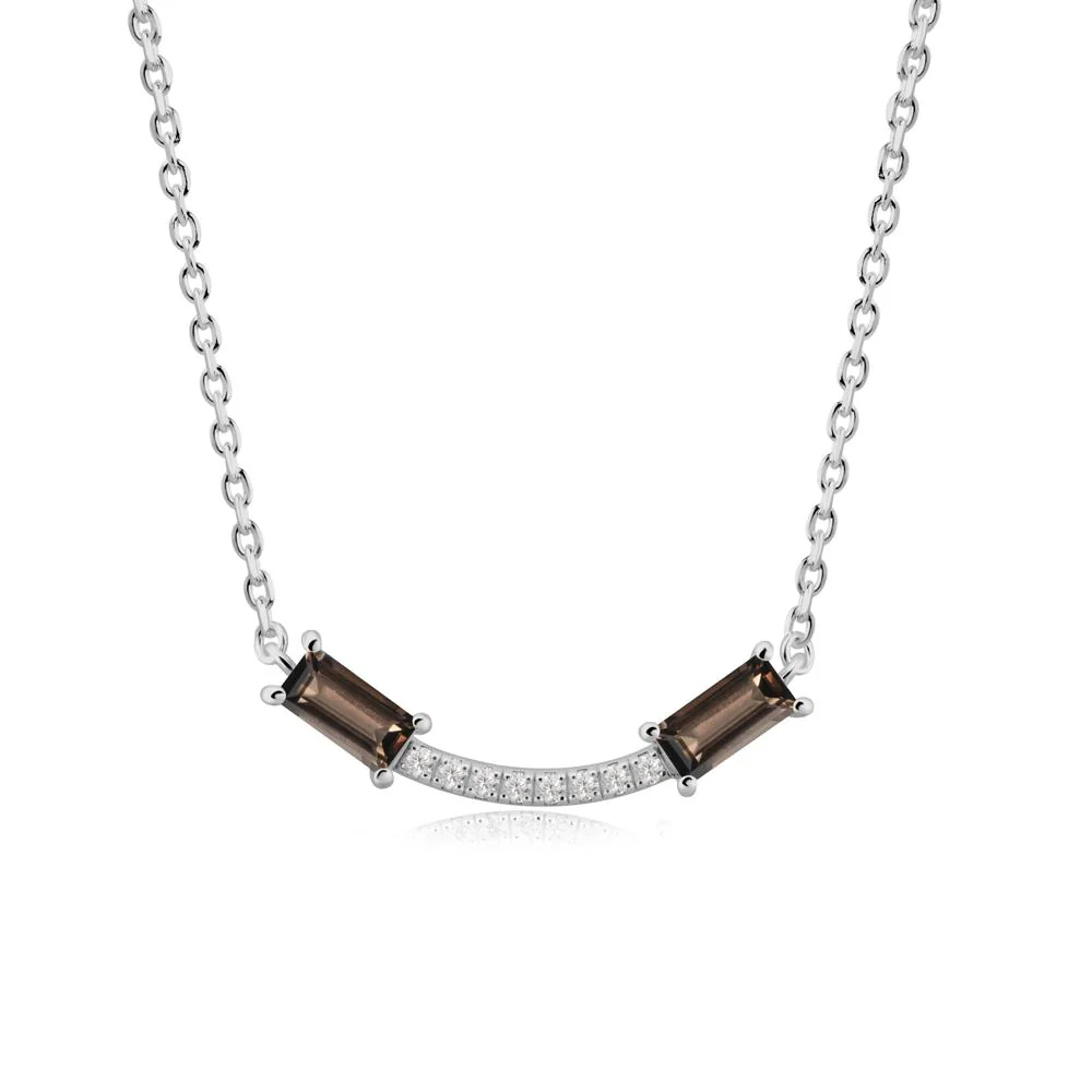 Two Baguette Smoky Quartz Necklace