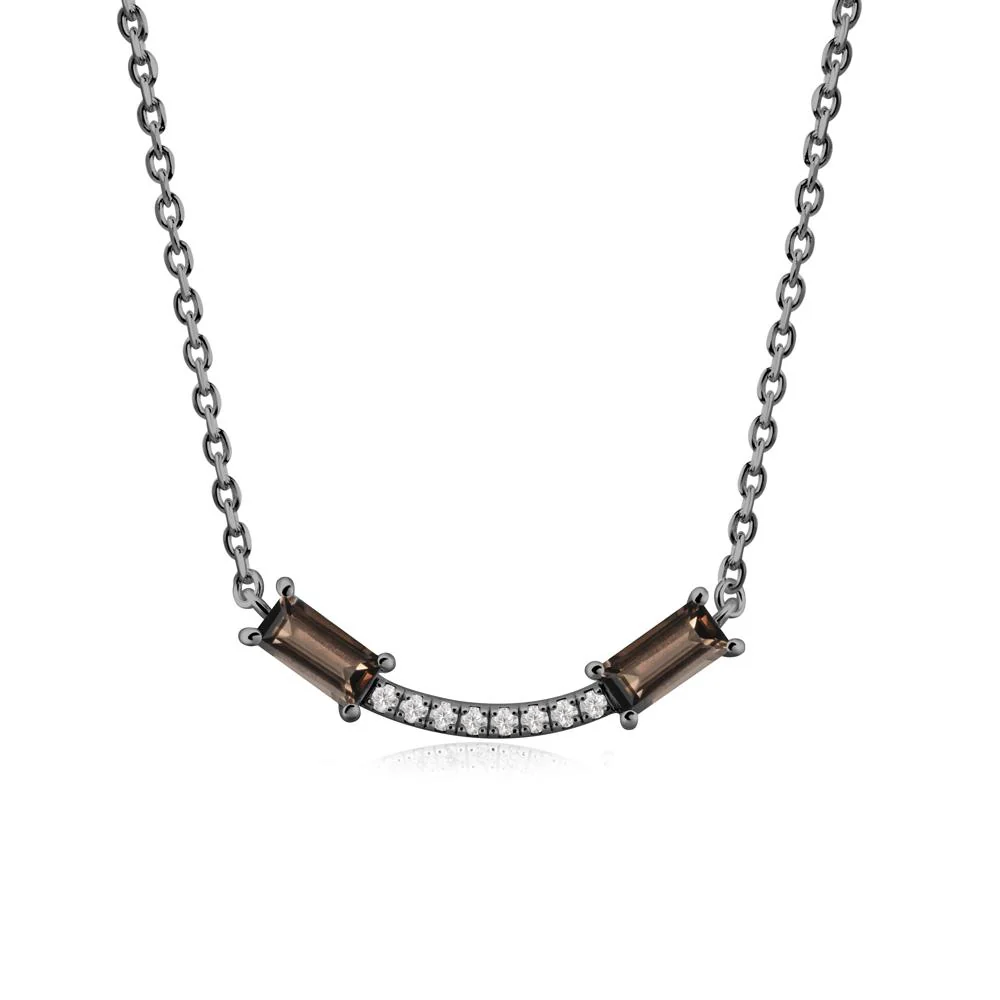 Two Baguette Smoky Quartz Necklace - Image 3