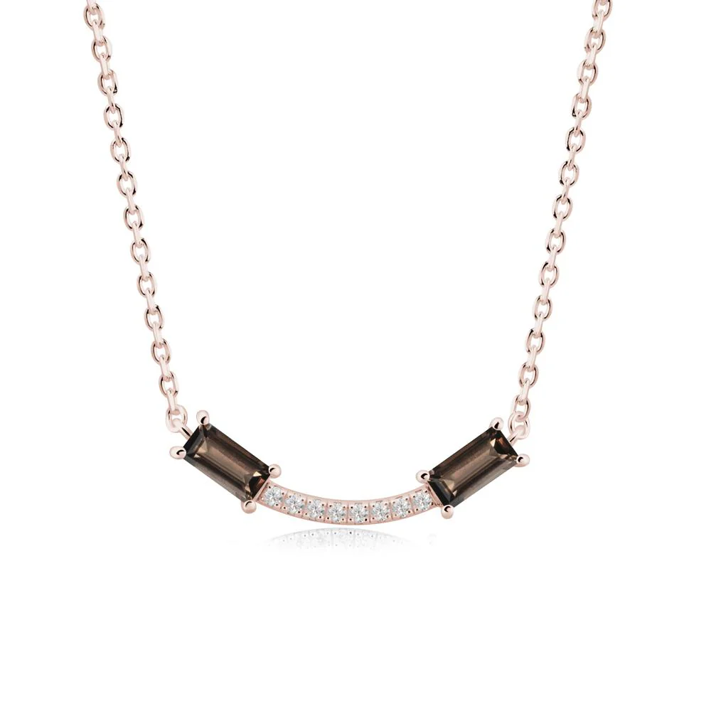 Two Baguette Smoky Quartz Necklace - Image 4