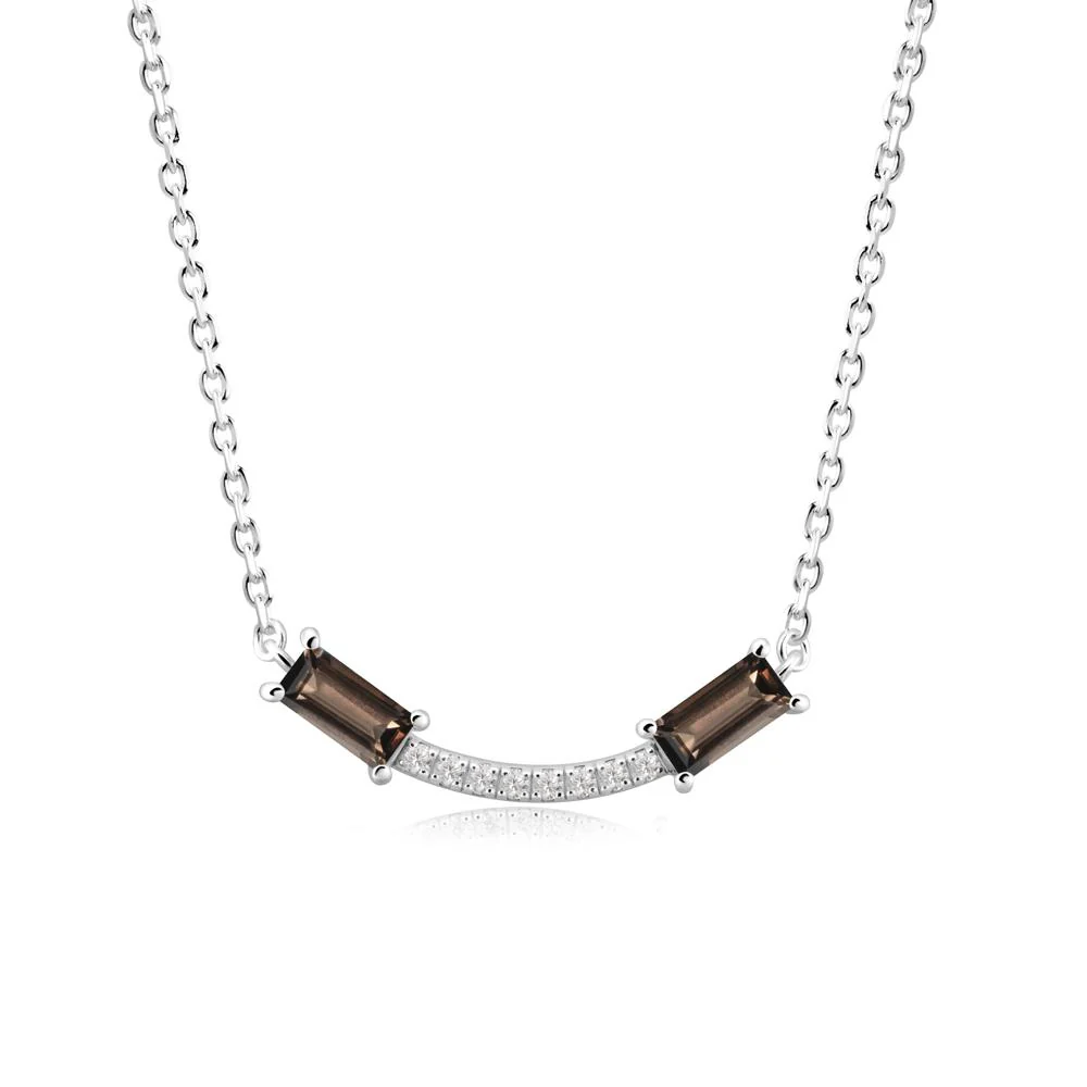 Two Baguette Smoky Quartz Necklace - Image 5