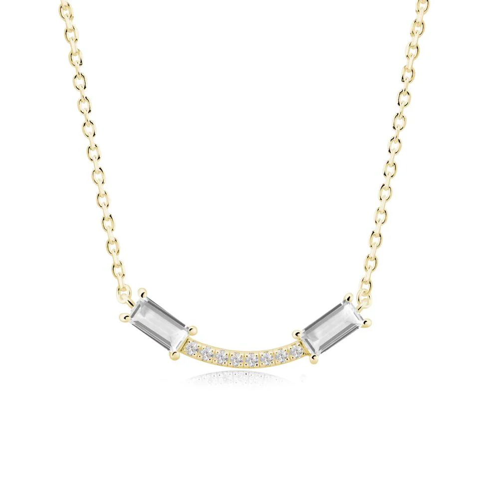 Two Baguette White Topaz Smile Necklace - Image 3