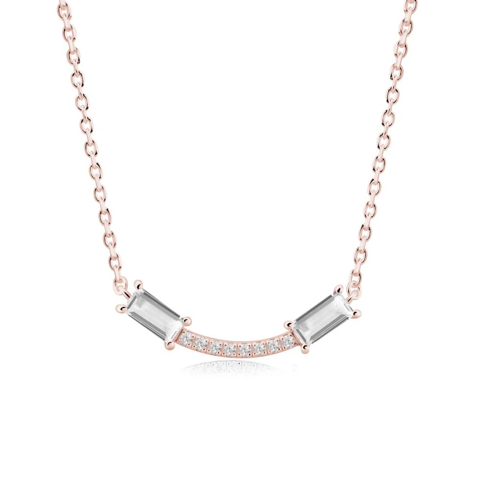 Two Baguette White Topaz Smile Necklace - Image 5