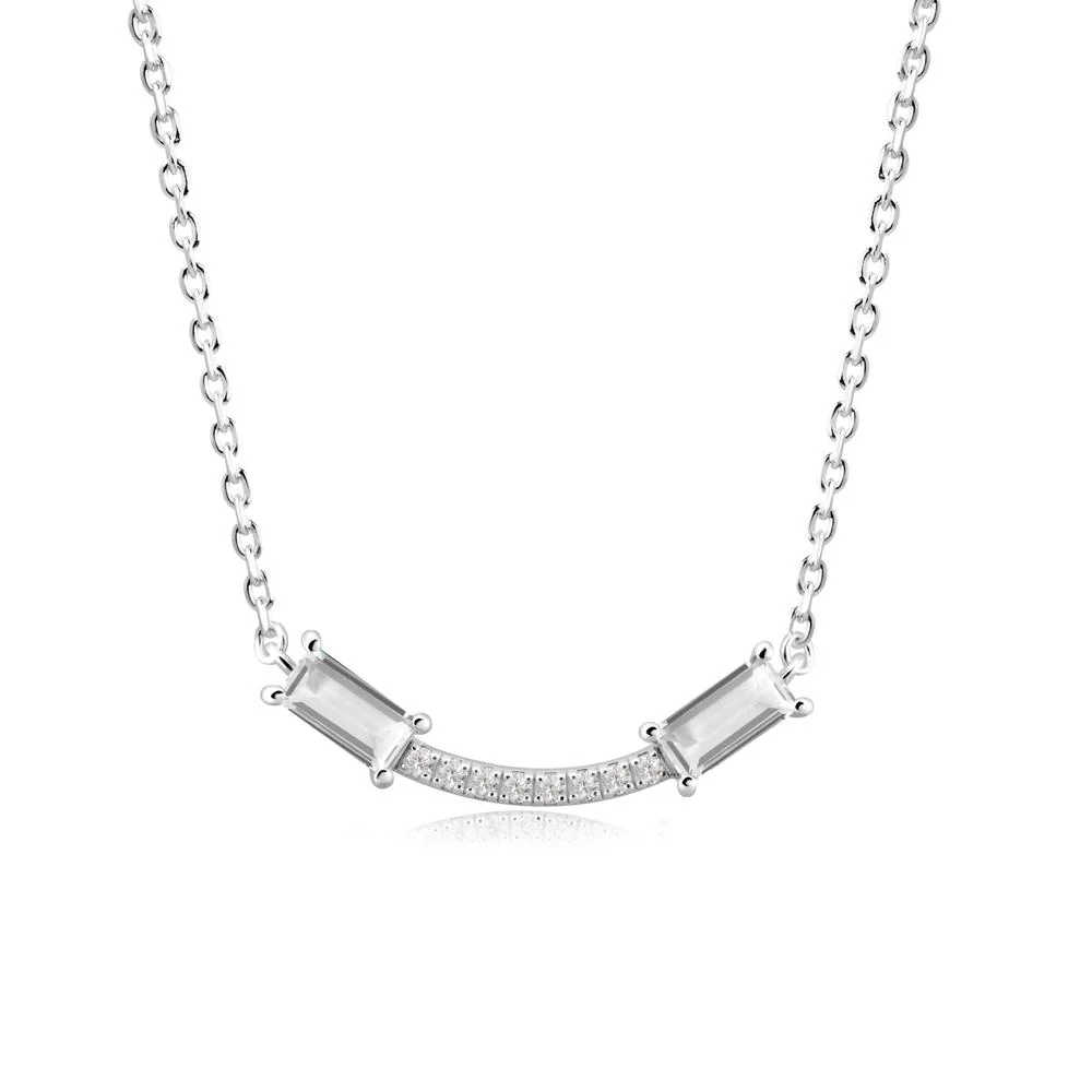 Two Baguette White Topaz Smile Necklace - Image 8