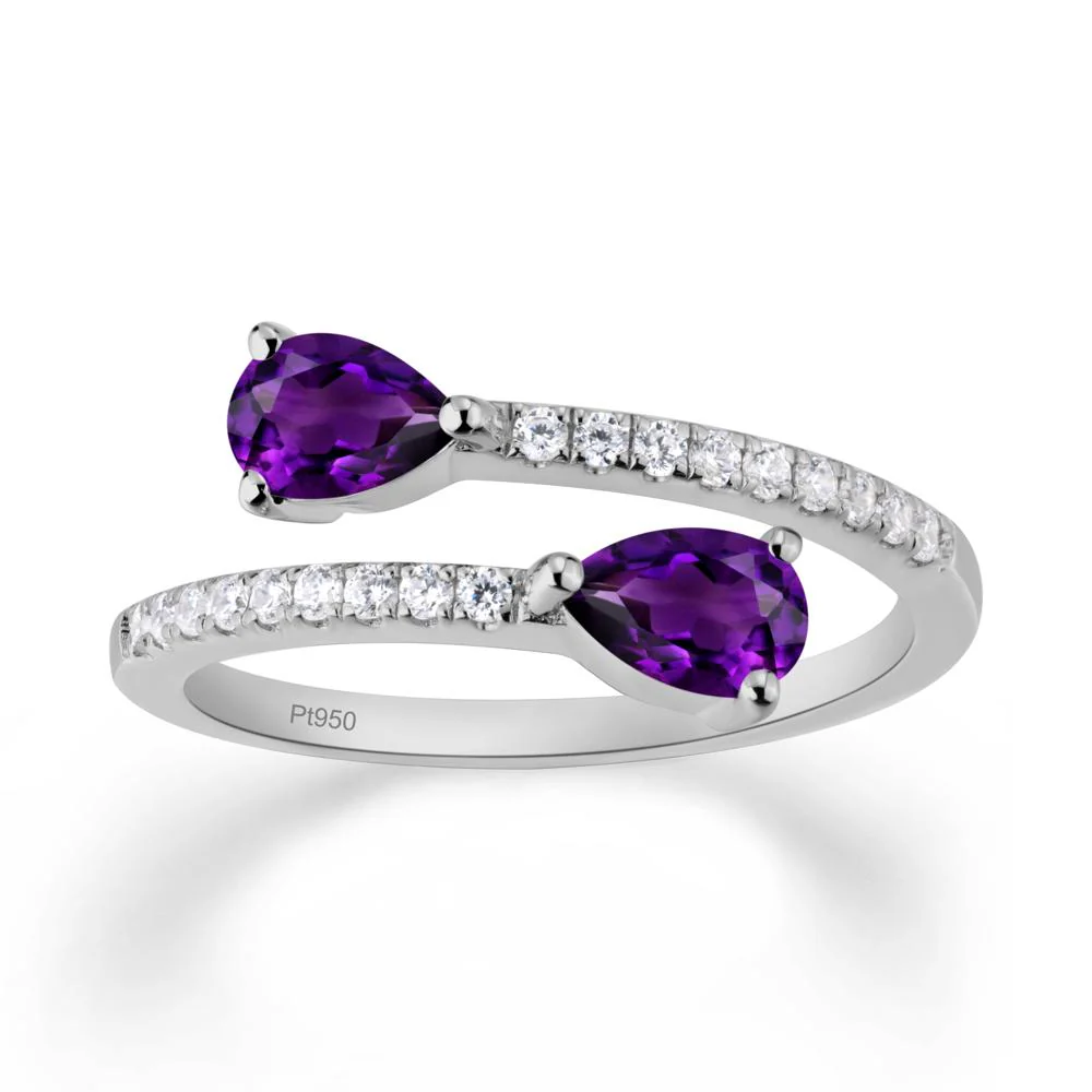 Two Stone Amethyst Open Ring - Image 3