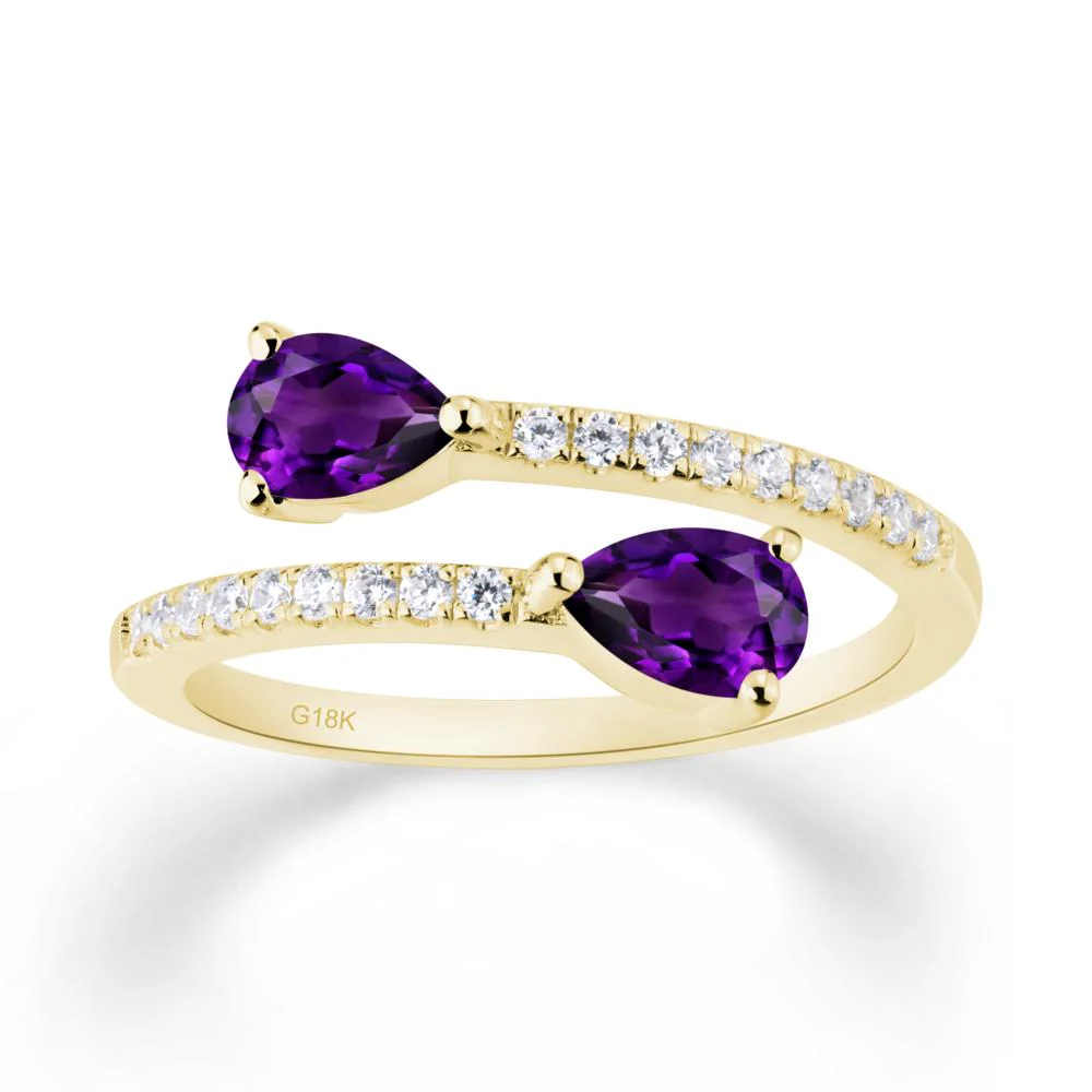 Two Stone Amethyst Open Ring - Image 4